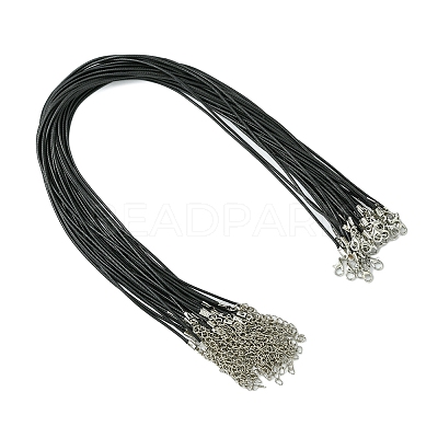 36Pcs Black Waxed Cord Necklace Making NCOR-FS0001-05P-1