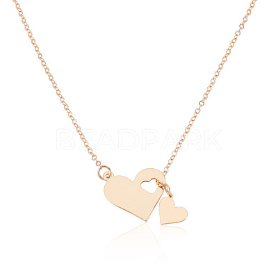 1Pc 302 Stainless Steel Heart Puzzle Pendant Cable Chain Lariat Y Necklaces for Women NJEW-TADJ0001-01KCG-1