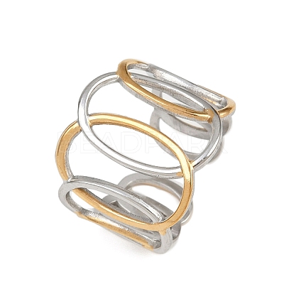 304 Stainless Steel Double Color Cuff Rings RJEW-S635-01GP-15-1