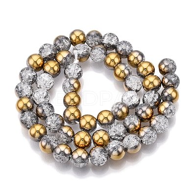 Electroplated Crackle Glass Beads Strands X-EGLA-N014-8mm-04-1