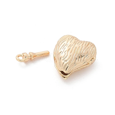 Brass Heart Box Clasps KK-U052-29G-1