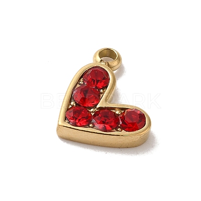 Golden Tone 304 Stainless Steel Rhinestone Charms STAS-L025-005G-06-1