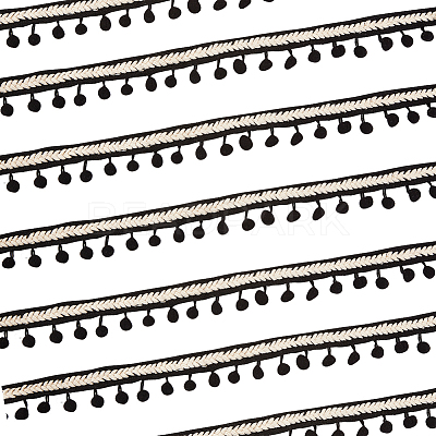 Polyester Pom Pom Lace Trim OCOR-WH0079-32-1