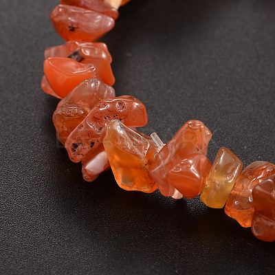 Chips Natural Carnelian Beaded Stretch Bracelets X-BJEW-JB01826-04-1