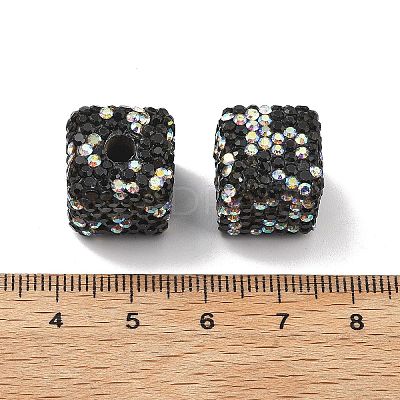Cube Shape Polymer Clay Rhinestone Beads CLAY-NH0001-08J-1