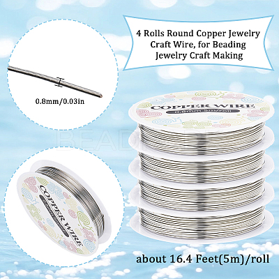 4 Rolls Copper Jewelry Craft Wire CWIR-SC0001-05-1