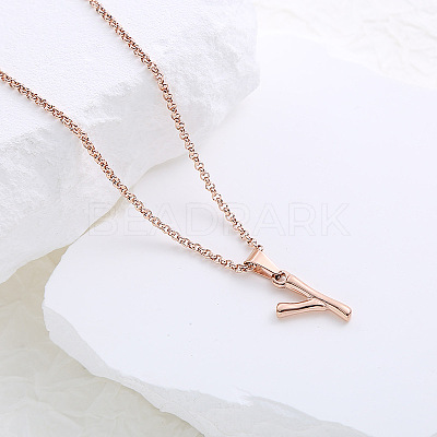 Stainless Steel Letter Pendant Necklaces for Women Men GR8130-25-1