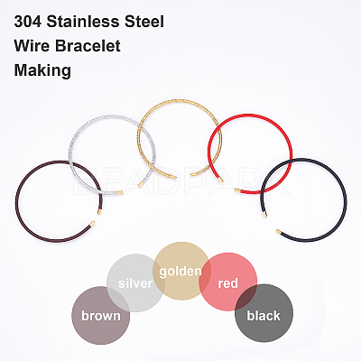 5Pcs 5 Colors Braided 304 Stainless Steel Wire Bracelet Making MAK-UN0001-34-1
