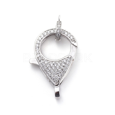 Brass Micro Pave Cubic Zirconia Lobster Claw Clasps ZIRC-F110-01B-P-1