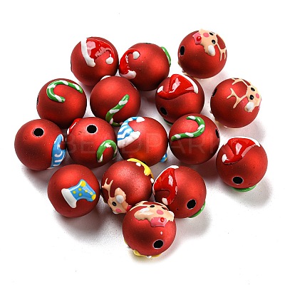 Christmas Theme Opaque Acrylic Beads OACR-E025-03-1