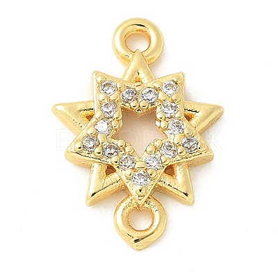 Brass Micro Pave Cubic Zirconia Connector Charms KK-U053-24G-1