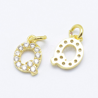 Brass Micro Pave Grade AAA Cubic Zirconia Charms X-ZIRC-P067-11G-Q-NR-1