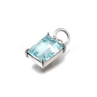 Rectangle Brass with Glass Charms KK-G525-05P-1
