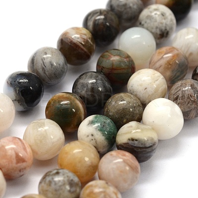 Natural Bamboo Leaf Agate Beads Strands G-G763-03-8mm-1