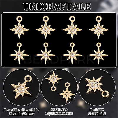 16Pcs 2 Styles Brass Micro Pave Cubic Zirconia Charms KK-UN0002-12-1