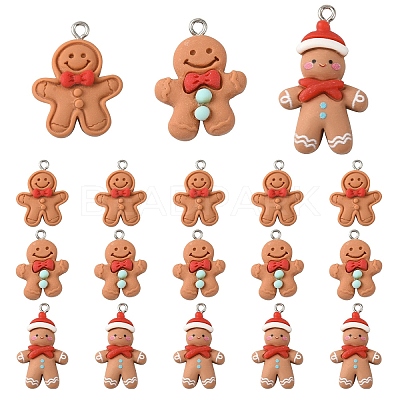 15Pcs 3 Styles Christmas Opaque Resin Pendants RESI-YW0004-76-1