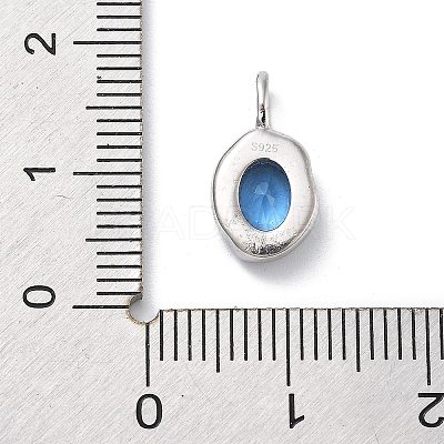 925 Sterling Silver Cubic Zirconia Oval Charms STER-S006-01S-C-1