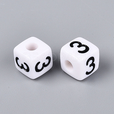 Opaque Acrylic European Large Hole Beads SACR-N020-01B-04-1