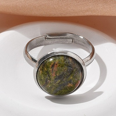Half Round Natural & Synthetic Gemstone Finger Rings RJEW-M062-01P-23-1