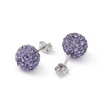 Gifts for Her Valentines Day 925 Sterling Silver Austrian Crystal Rhinestone Ball Stud Earrings for Girl Q286H221-1