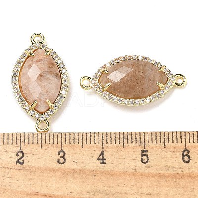 Natural Sunstone Faceted Horse Eye Connector Charms G-G181-07G-01-1