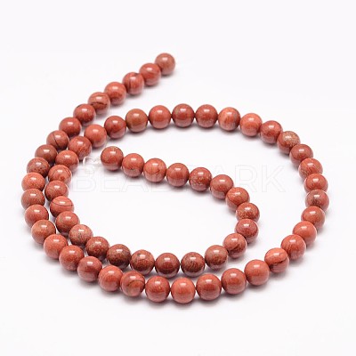 Natural Red Jasper Bead Strands X-G-K153-B19-6mm-1