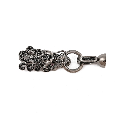 Brass Micro Pave Cubic Zirconia Fold Over Clasps KK-L223-003B-1