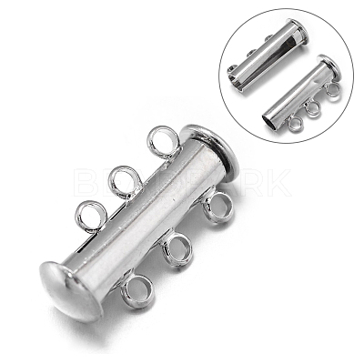 3-Strands 6-Holes Tube Brass Magnetic Slide Lock Clasps KK-D473-P-NF-1