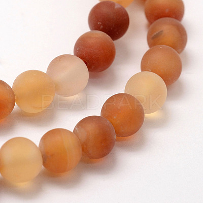 Frosted Natural Red Agate Beads Strands X-G-F372-6mm-1