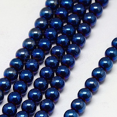Electroplate Non-magnetic Synthetic Hematite Beads Strands G-J169A-4mm-03-1