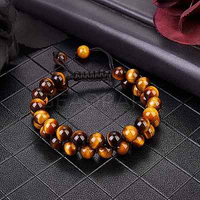 Natural Tiger Eye Braided Bead Bracelet BJEW-SW00001-11-1