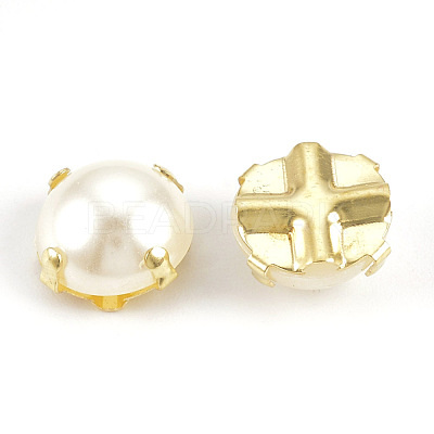 ABS Plastic Imitation Pearl Shank Buttons BUTT-T002-5mm-01G-1