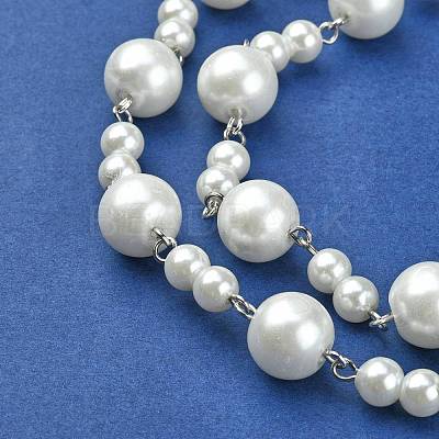 Handmade Round Glass Pearl Beads Chains for Necklaces Bracelets Making AJEW-JB00055-01-1