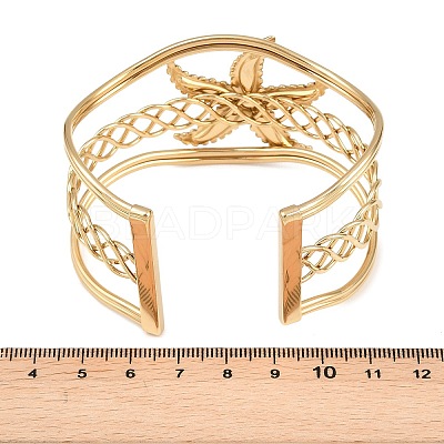 304 Stainless Steel Cuff Statement Bangles BJEW-Z161-02G-1