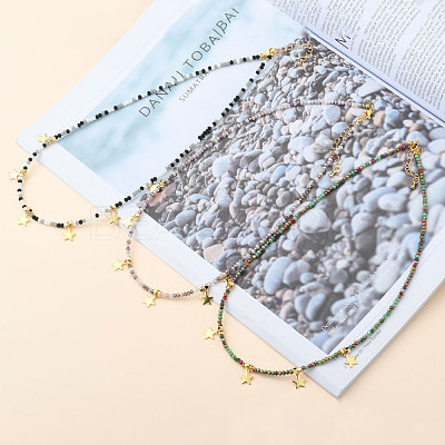 Star Pendant Necklaces NJEW-JN03074-1