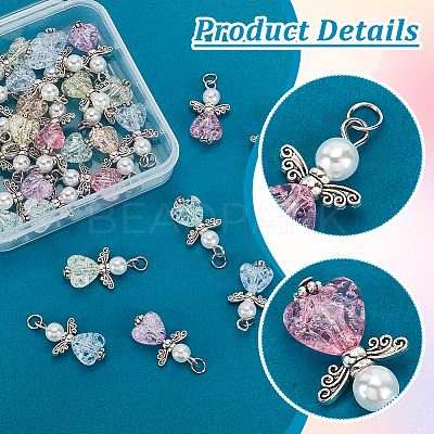 30Pcs Glass Pendant PALLOY-PH01669-1