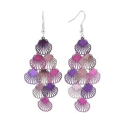 430 Stainless Steel Shell Shape Dangle Earrings EJEW-A137-03P-03-1