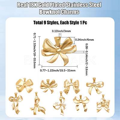 9Pcs 9 Styles 201 Stainless Steel Pendants STAS-BBC0007-64-1