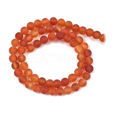 Frosted Natural Red Agate Beads Strands G-F372-6mm-1