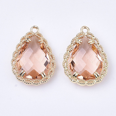 Transparent Glass Pendants GLAA-T007-08E-1