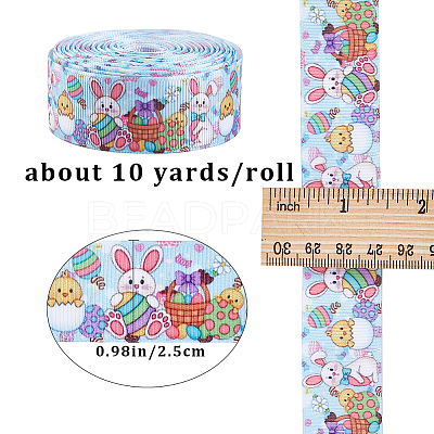 Easter Printed Polyester Grosgrain Ribbon OCOR-WH0077-79A-1