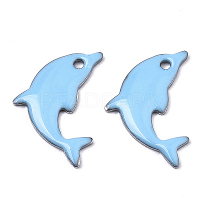 201 Stainless Steel Enamel Pendants X-STAS-N088-16G-1