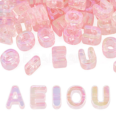 50Pcs 5 Styles UV Plating Rainbow Iridescent Acrylic Beads OACR-TA0004-67E-1