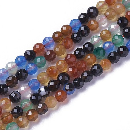 Natural Multi-Color Agate Beads Strands G-F596-36-3mm-1