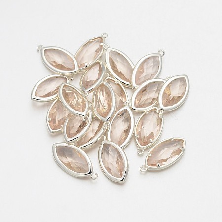 Silver Color Plated Brass Glass Pendants GLAA-J071-05S-1