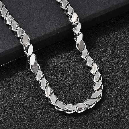 304 Stainless Steel Horse Eye Twisted Chain Necklaces for Women Men NJEW-A046-01P-1