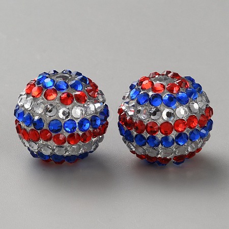 Independence Day Theme Resin Rhinestone Beads RB-WH0003-08E-1