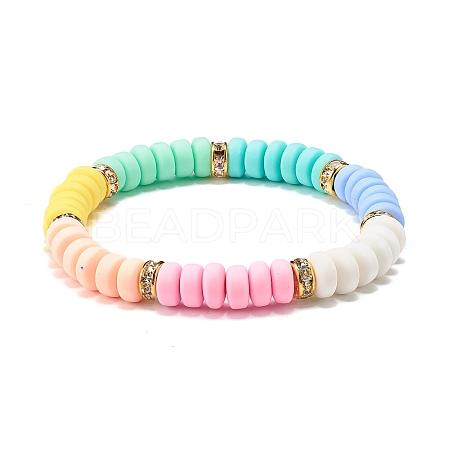 Handmade Polymer Clay Beads Stretch Bracelet for Kid BJEW-JB06871-1