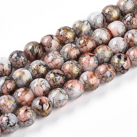 Baking Paint Glass Beads Strands X-DGLA-N003-8mm-B05-1