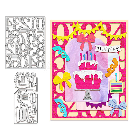 Birthday Cake Carbon Steel Cutting Dies Stencils DIY-WH0309-1482-1